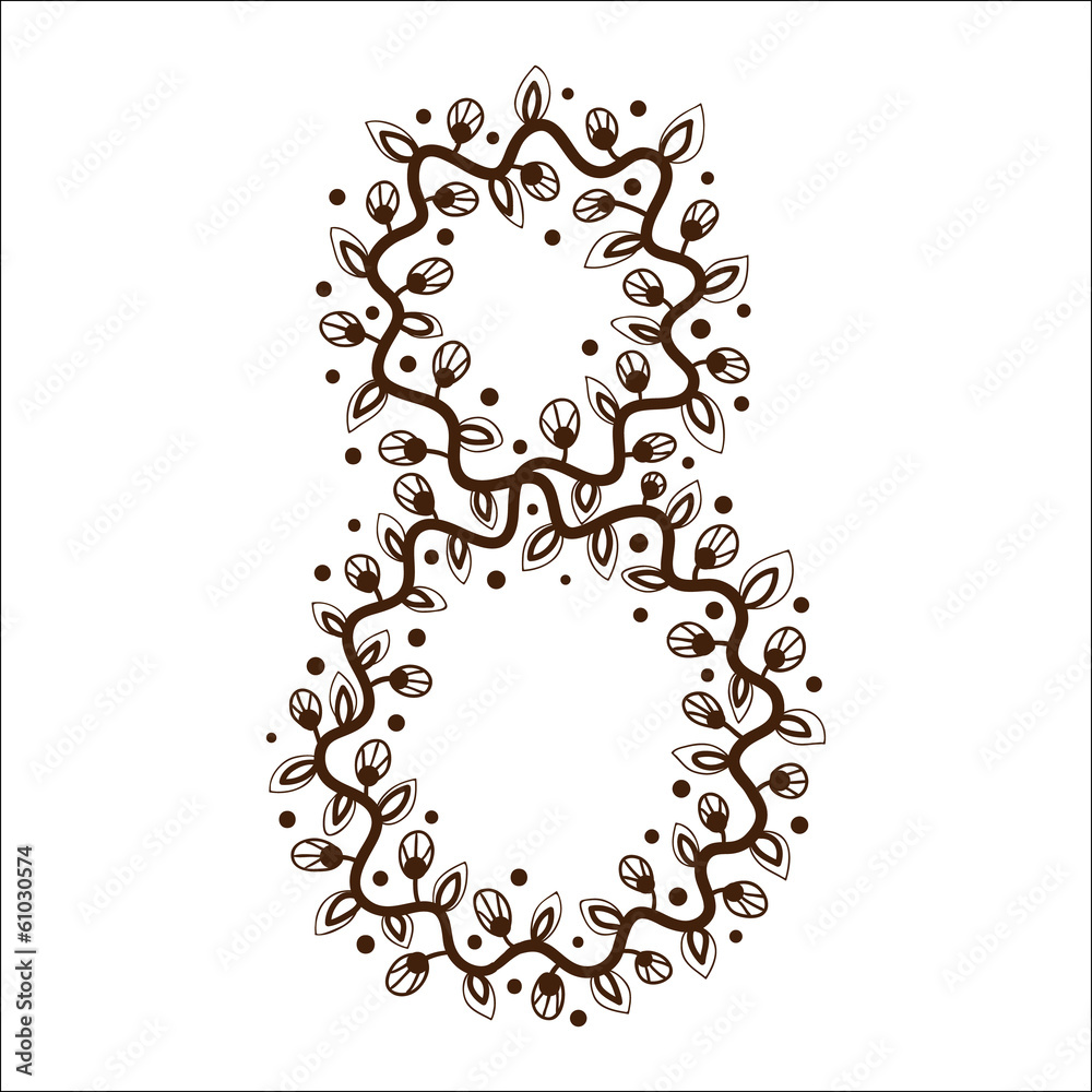 Number eight 8 of flowers. Number eight 8 of flowers.
