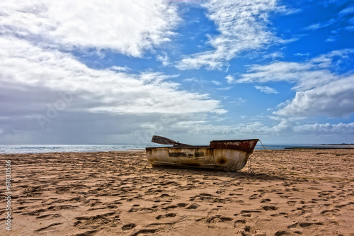 moored fishing skiff