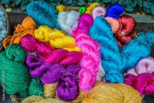 colorful silk yarns Jim Thompson House museum bangkok thailand