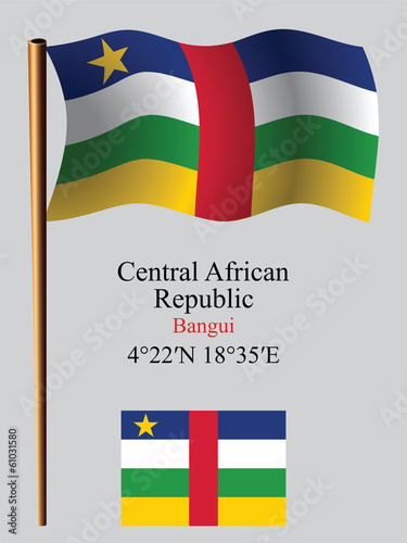 central african republic wavy flag and coordinates