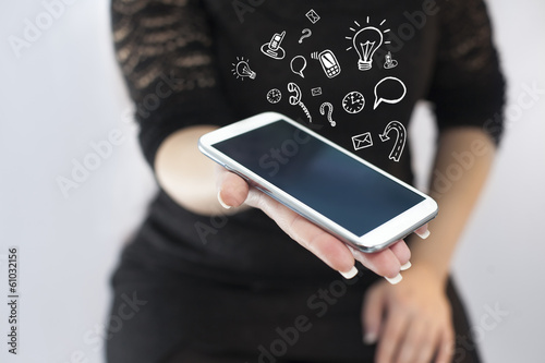 social media drawing concept from telephone