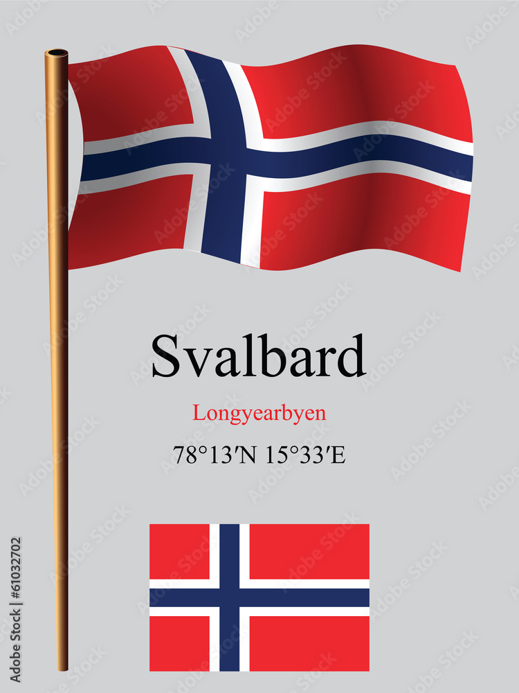 Obraz premium svalbard wavy flag and coordinates