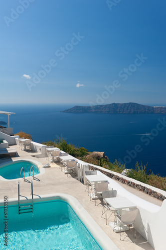 Private Pools in Santorini Greece © allard1