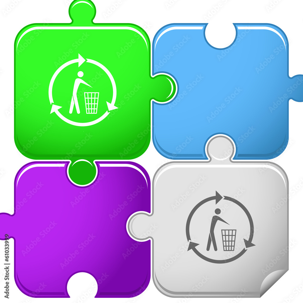 Obraz premium Recycling bin. Vector puzzle.