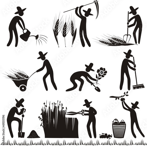 Garten Bauernhof Landwirtschaft Arbeiter Piktogramm Symbol