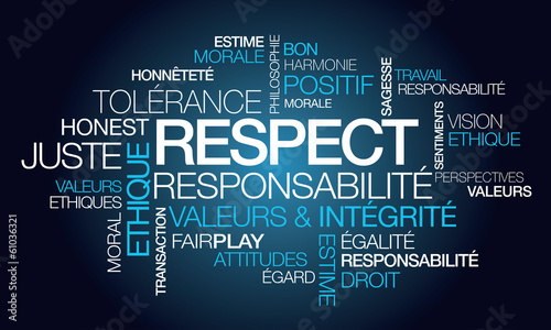 Respect tolérance valeurs nuage de mots illustration