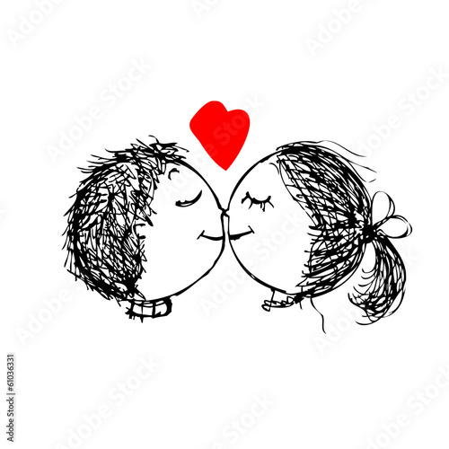 Couple in love together, valentine sketch for your design