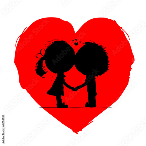 Couple kissing, valentine sketch for your design