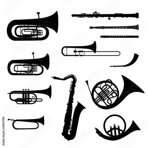 Music instruments vector set. Musical instrument silhouette photo