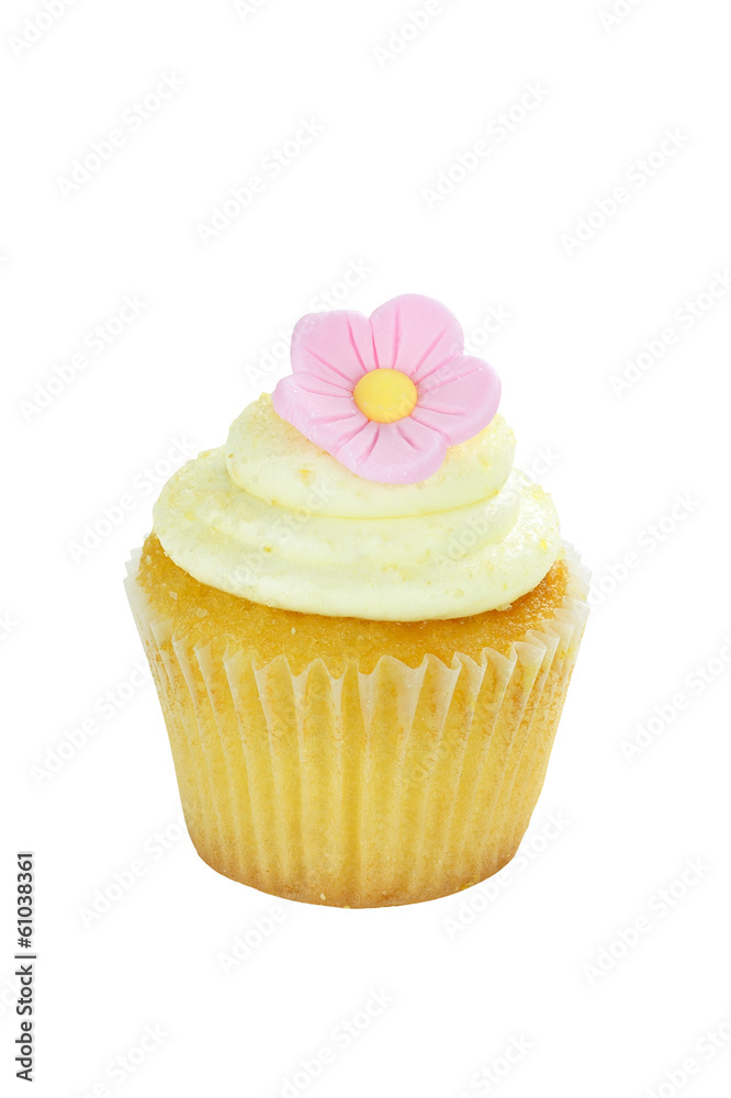 Isolated Birthday Cupcake with Flower Isolated Birthday Cupcake with Flower