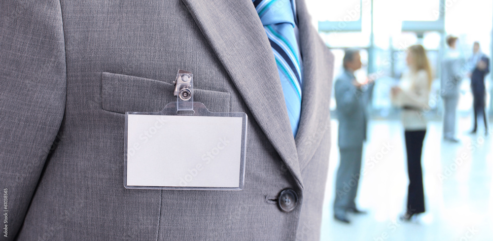 White Blank Badge on mens torso
