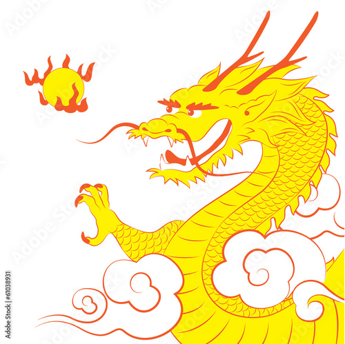 Traditional Chinese dragon with flaming pearl