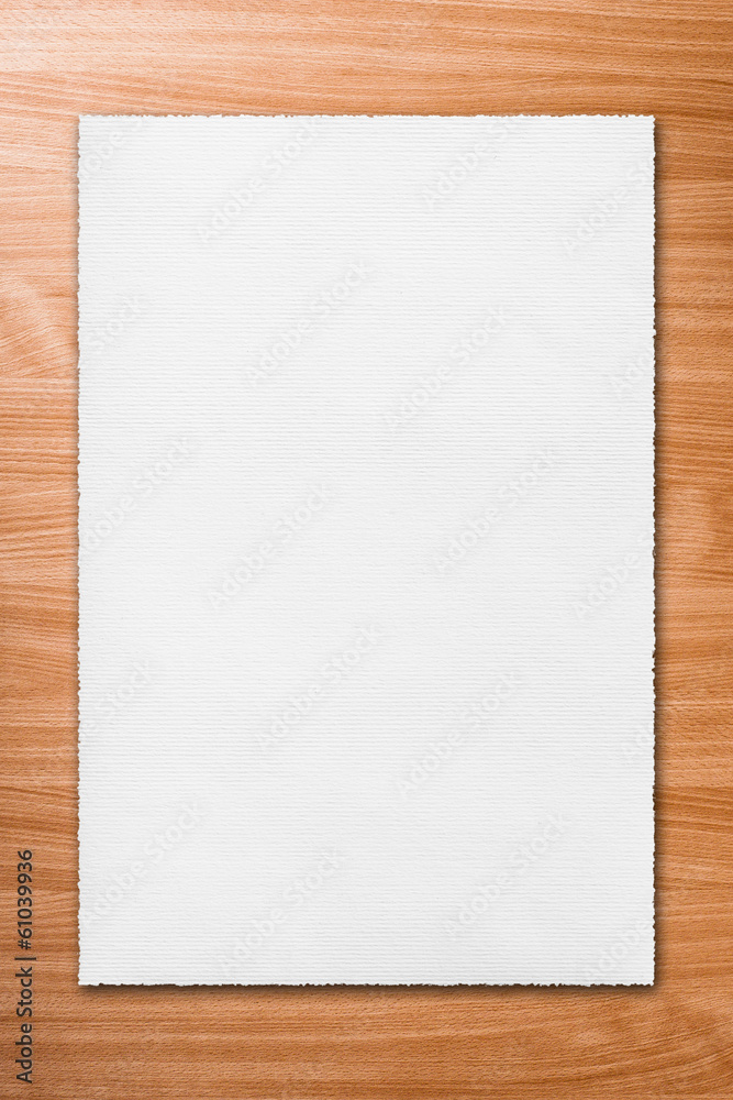 White page of paper on the wood White page of paper on the wood
