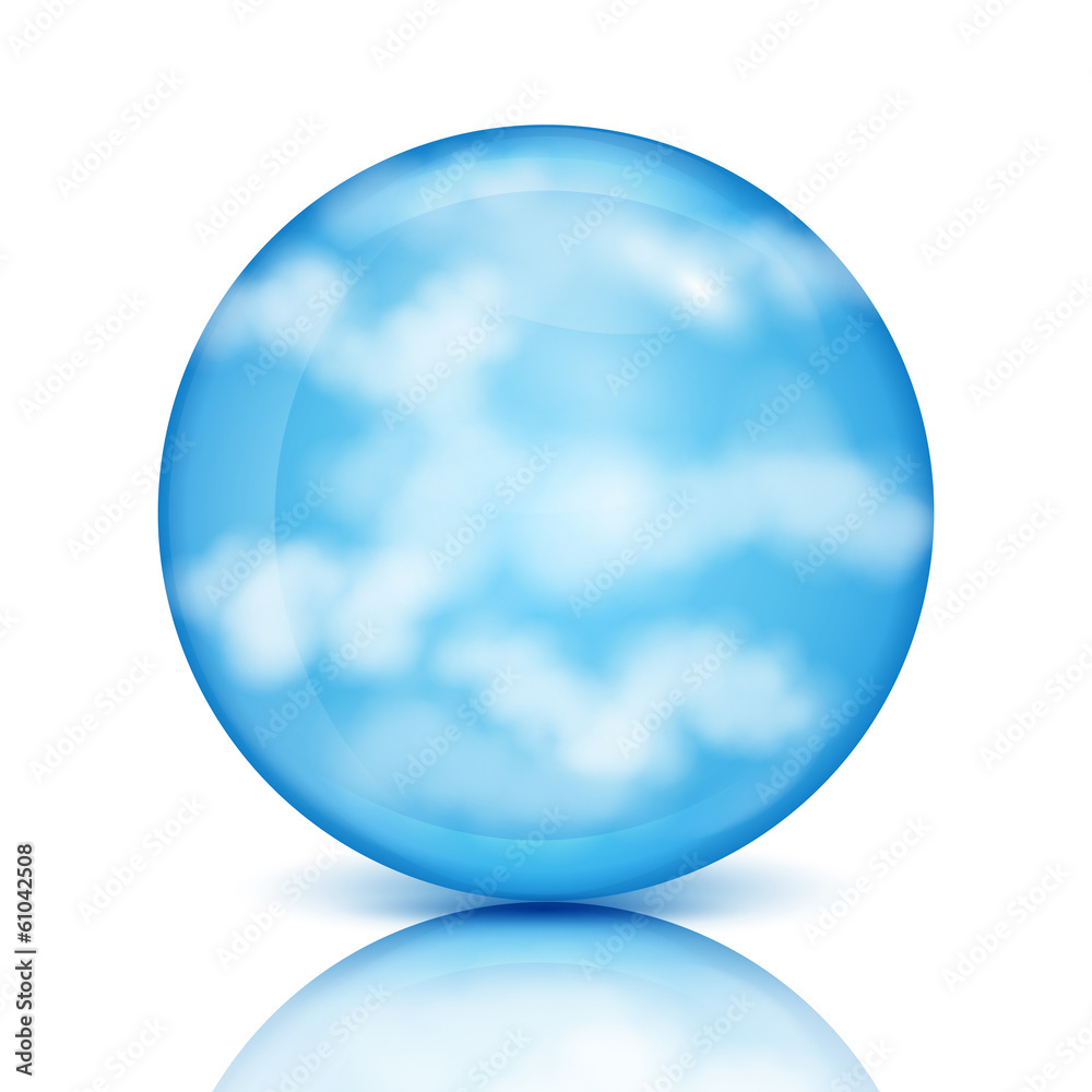 blue sphere with white clouds.eco design.sky in a glass bowl.vec