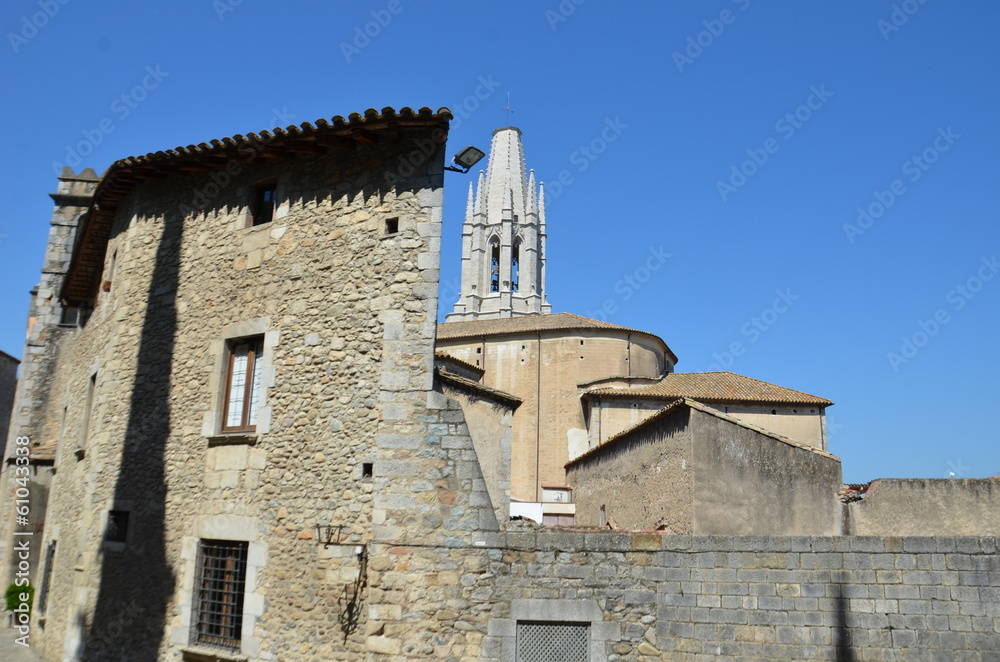 Vue de l'église sant Feliu, Gérone, Espagne