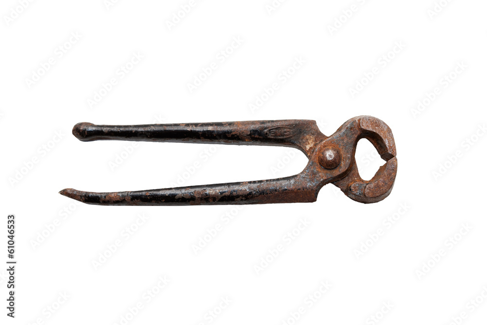 Rusty pair of pincers isolated on white background Rusty pair of pincers isolated on white background