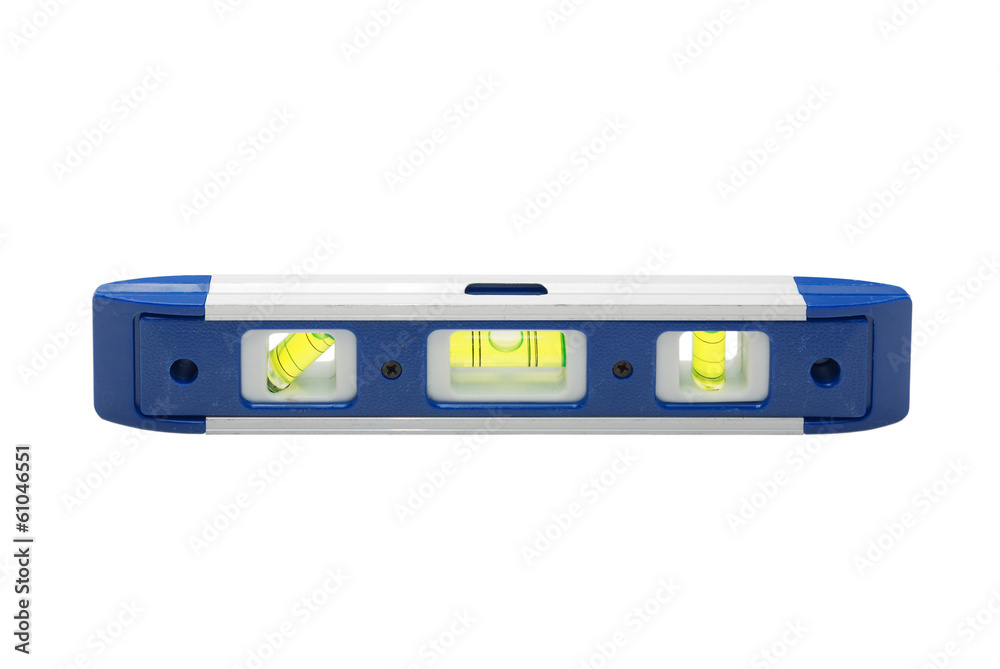 A carpenter's spirit level isolated on white background A carpenter's spirit level isolated on white background