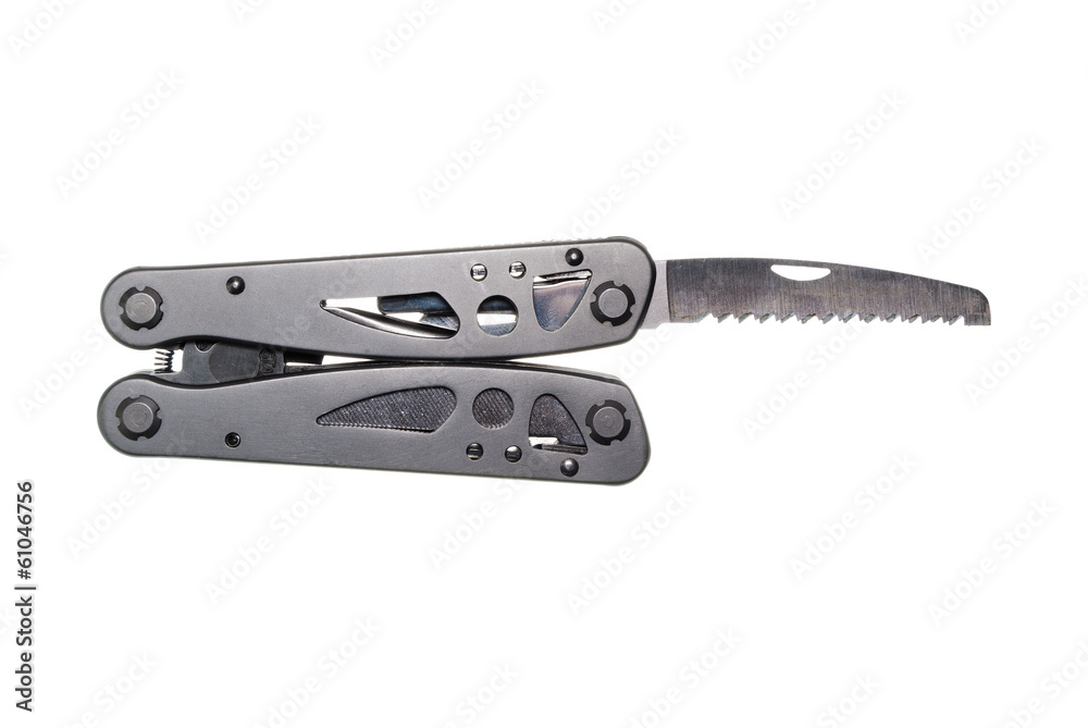 Obraz premium A folding multi-tool with the saw blade open