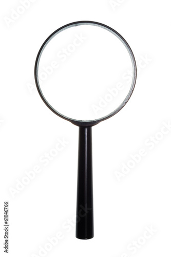 Photograph of a magnifying glass isolated on white
