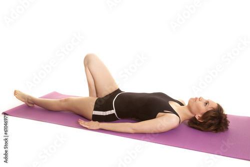 latin woman fitness shorts lay on back