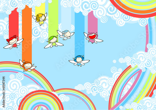 Rainbow fairies high in the sky