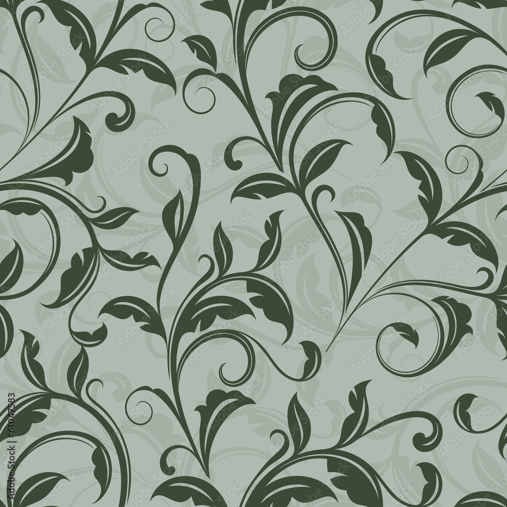 Obraz premium Seamless green leaves floral wallpaper pattern.
