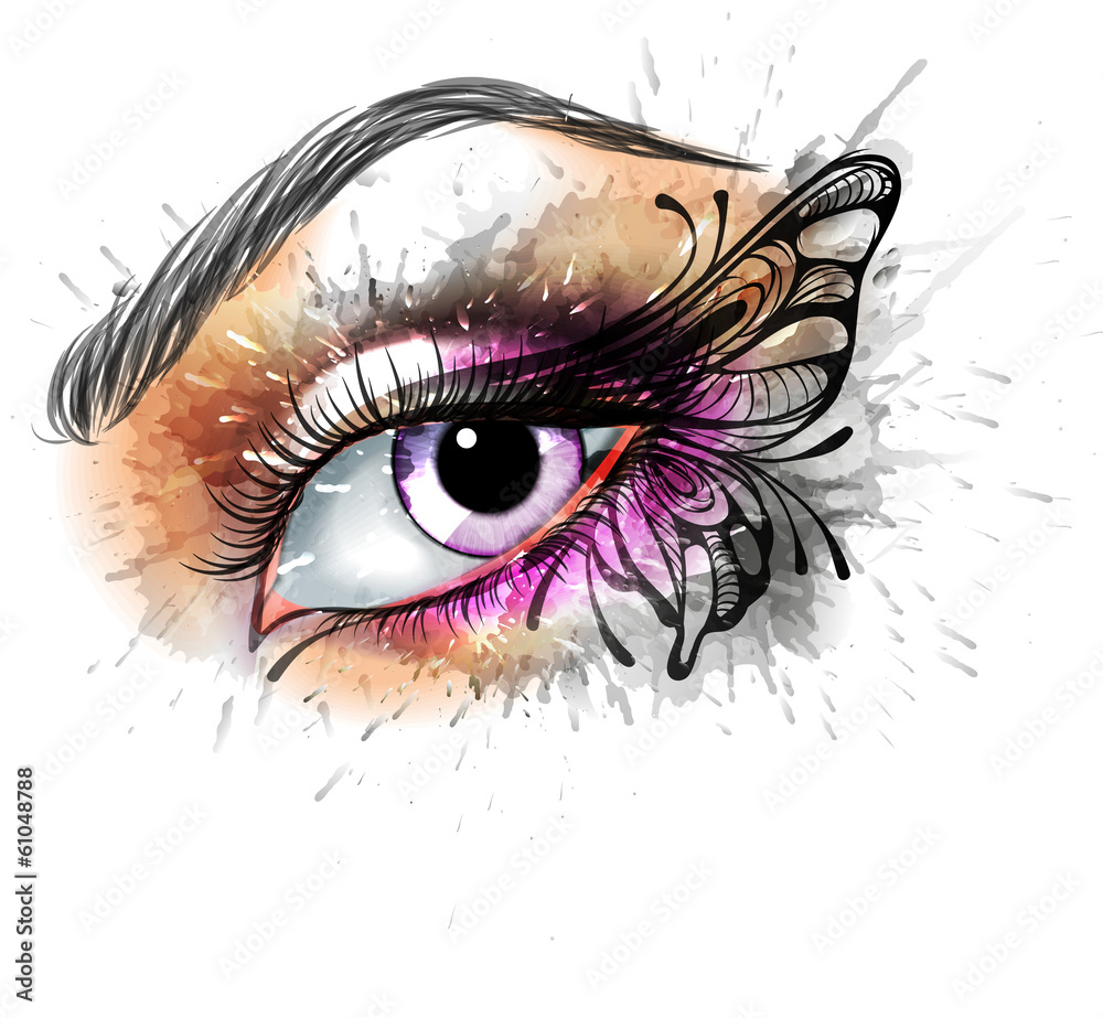 Eye make up with butterfly