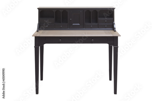 Fotografie Antique hard wood writing desk / secretary, isolated on white ba