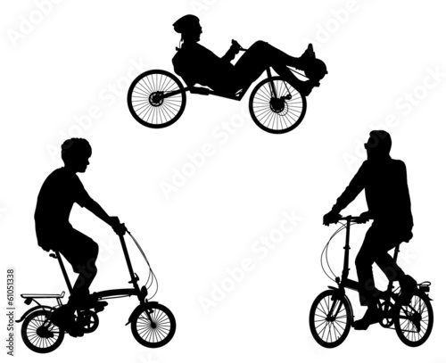 unusual bicyclists silhouettes - vector