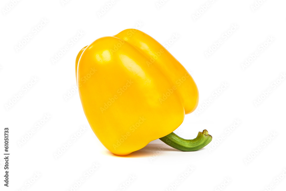 A yellow bell sweet pepper isolated on white