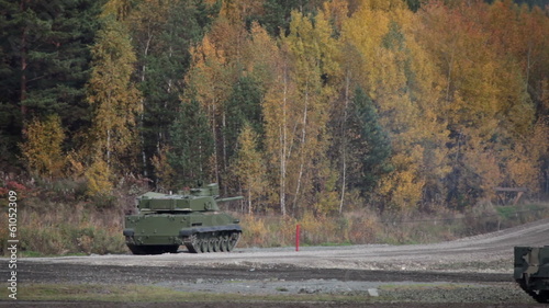 Self-propelled amphibious gun mount with antitank gun fires