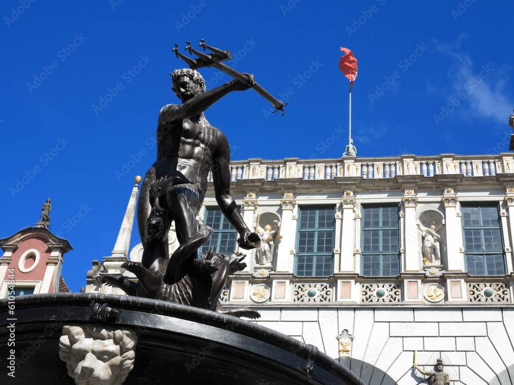 Fototapeta premium Neptune Fountain and Artus Court in Gdansk Poland