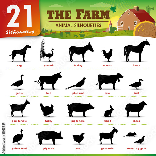 21 Farm animal silhouettes