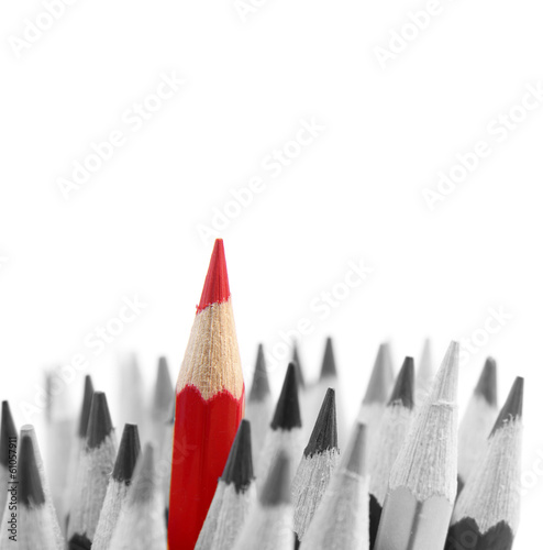Pencils. Leader standing out from the crowd. Leadership