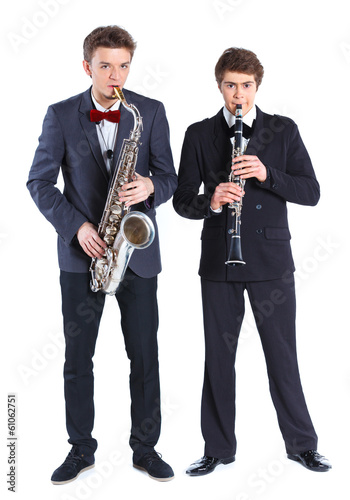 Boys with saxophone and clarinet