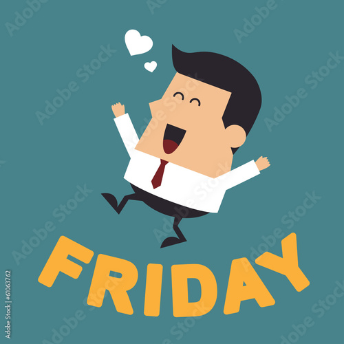 Young Businessman With the Word "Friday", Business concept