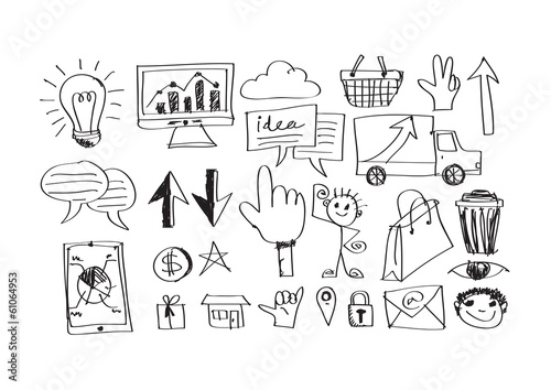 hand doodle Business icon idea