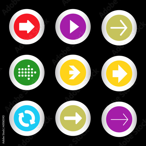 Arrow sign icon set in circle shape internet button