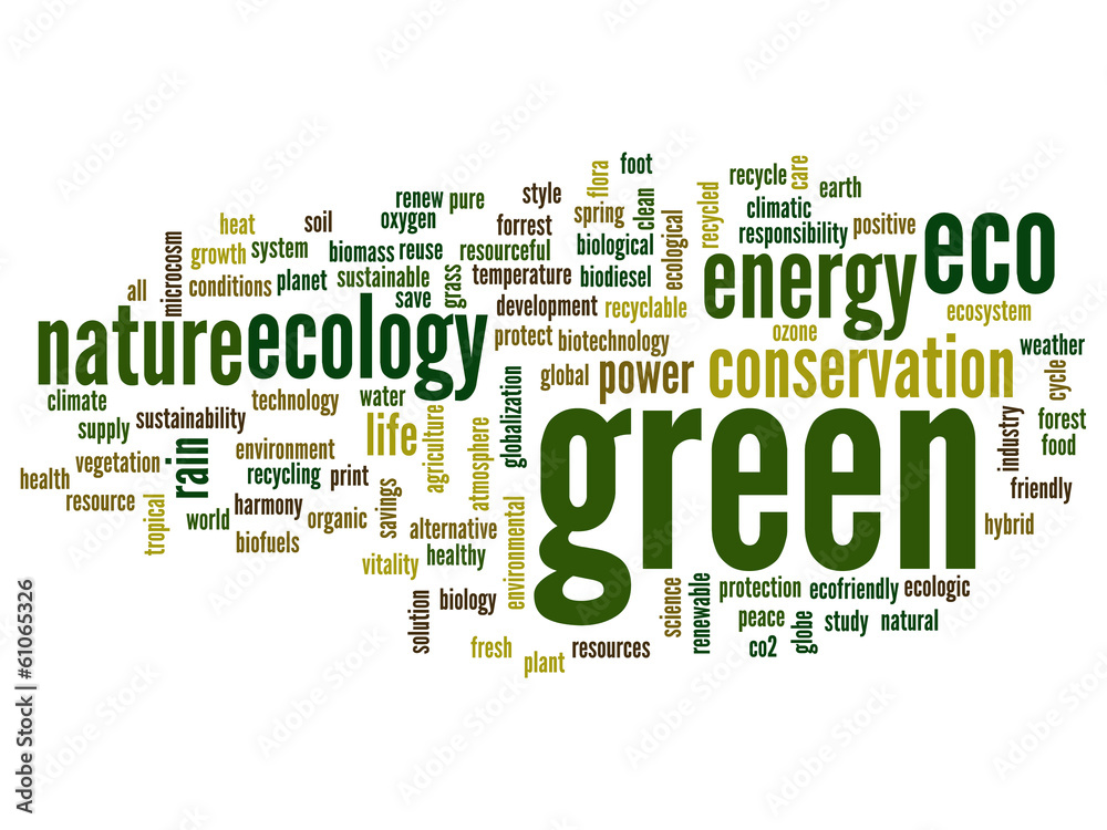 Conceptual green ecology word cloud
