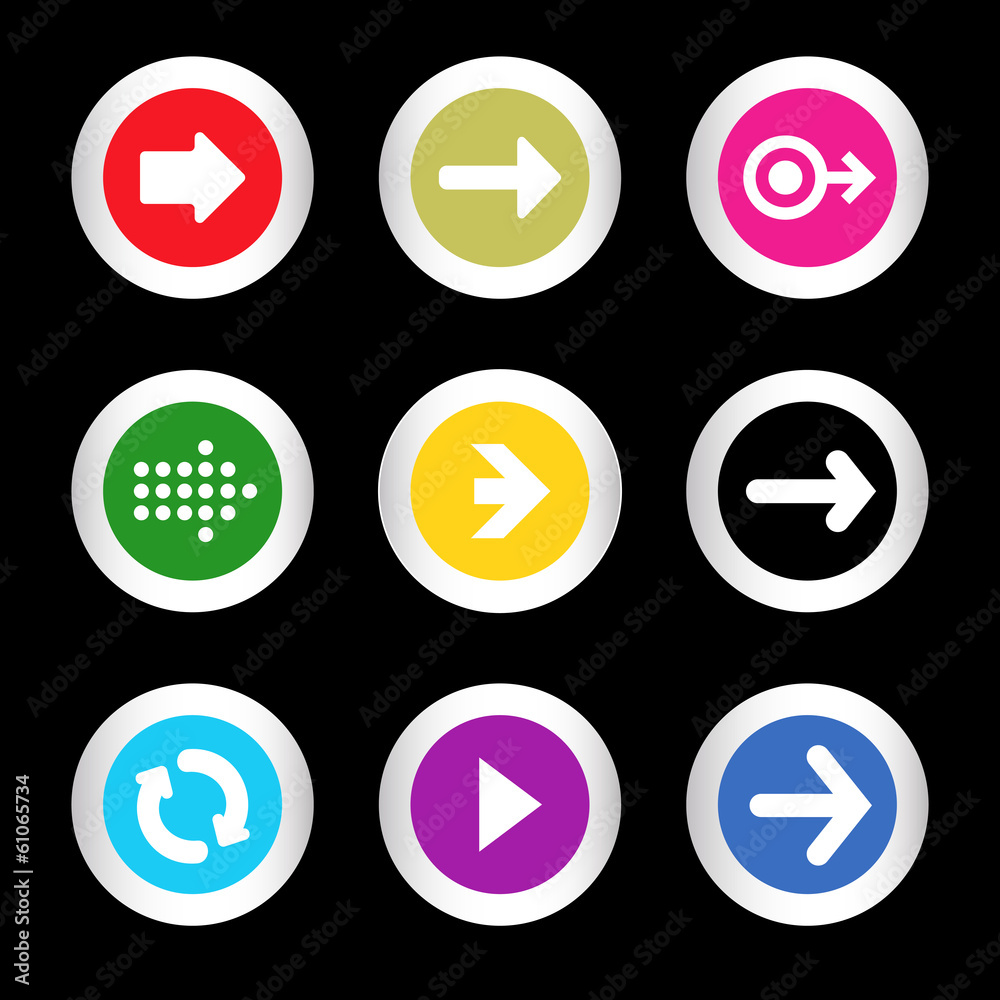 Arrow sign icon set in circle shape internet button Arrow sign icon set in circle shape internet button