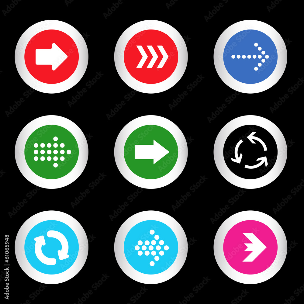 Arrow sign icon set in circle shape internet button Arrow sign icon set in circle shape internet button