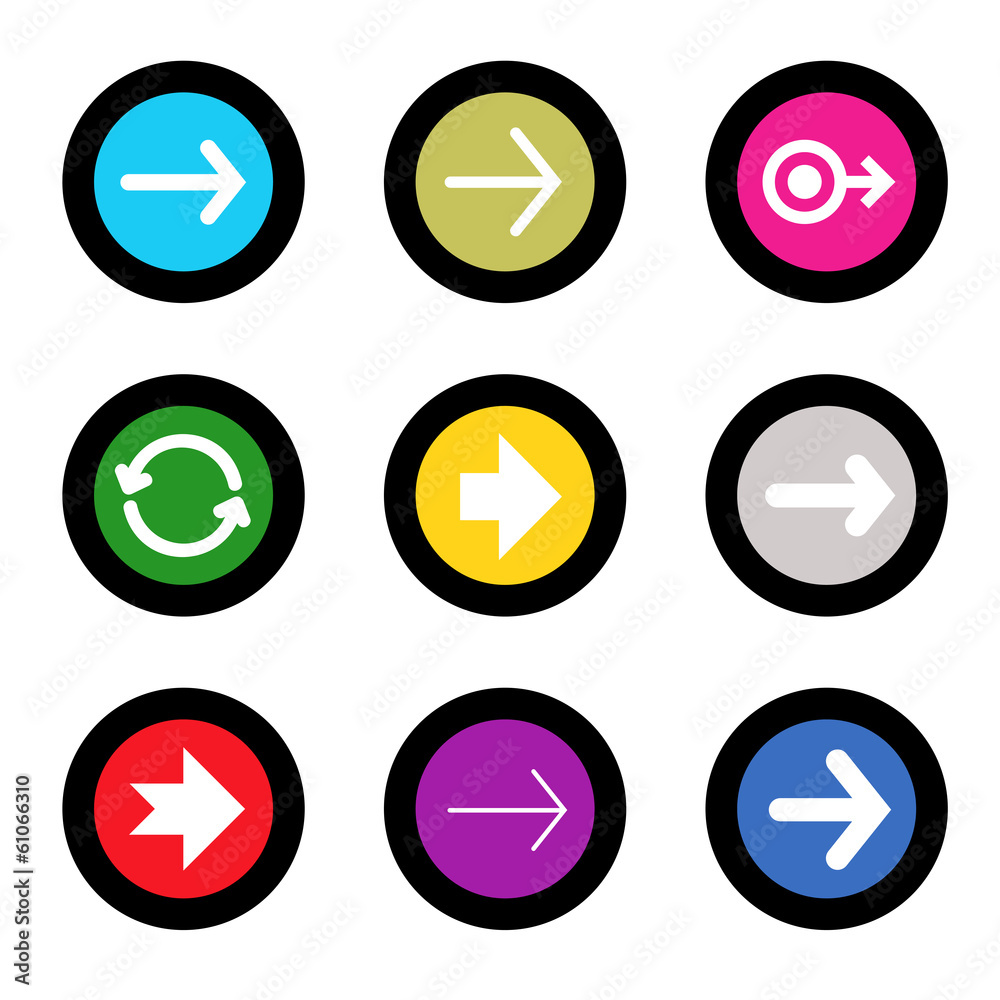 Arrow sign icon set in circle shape internet button Arrow sign icon set in circle shape internet button