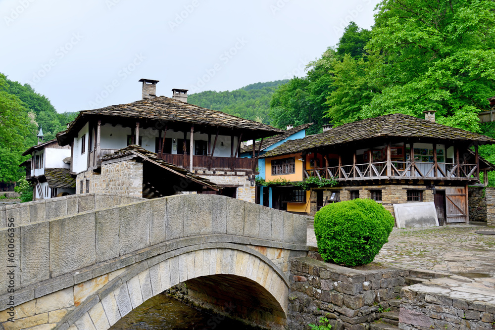 Houses in the ethnographic village Etar in Gabrovo, Bulgaria