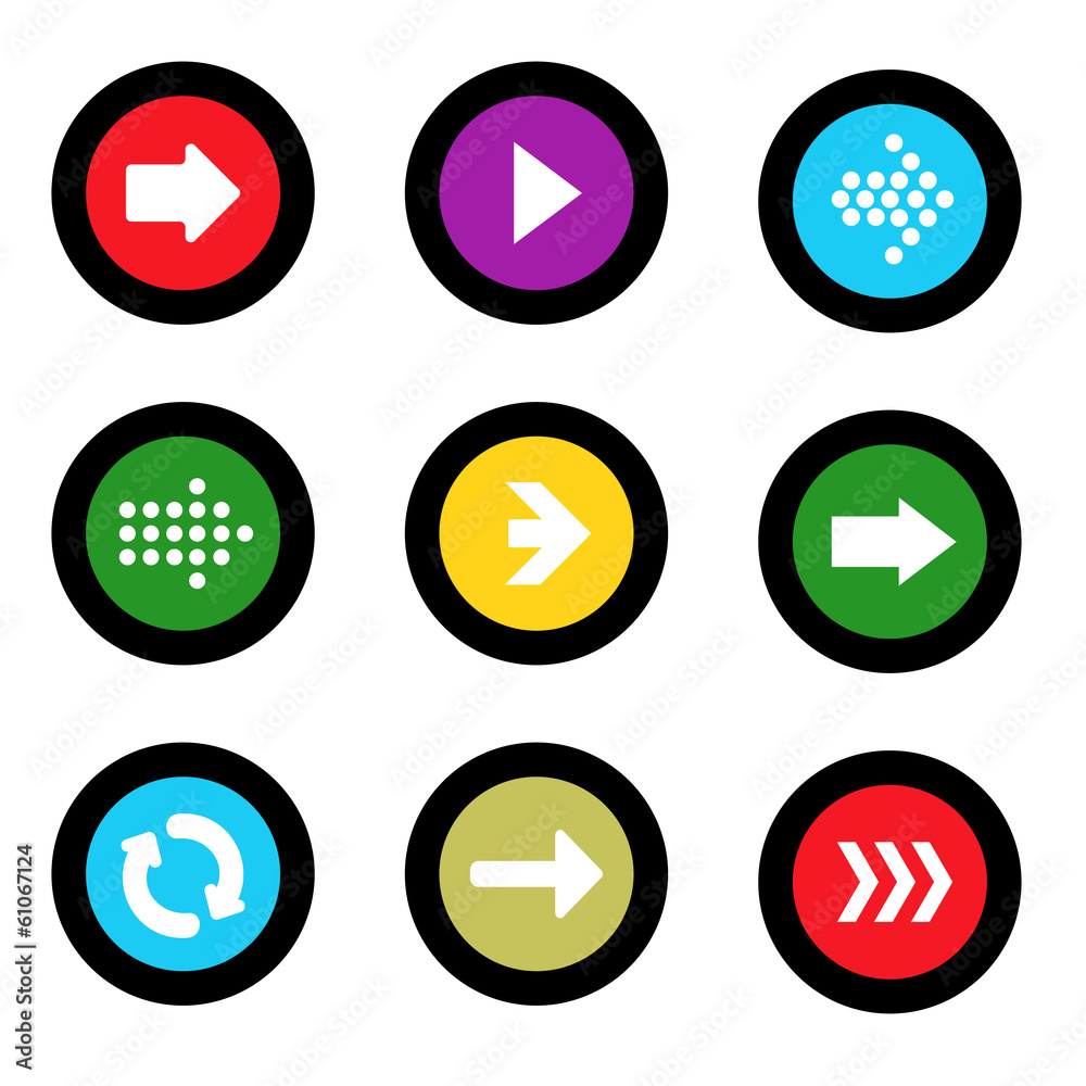 Arrow sign icon set in circle shape internet button Arrow sign icon set in circle shape internet button