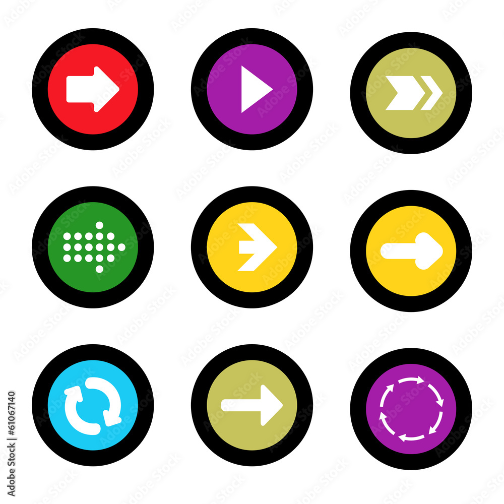Arrow sign icon set in circle shape internet button Arrow sign icon set in circle shape internet button