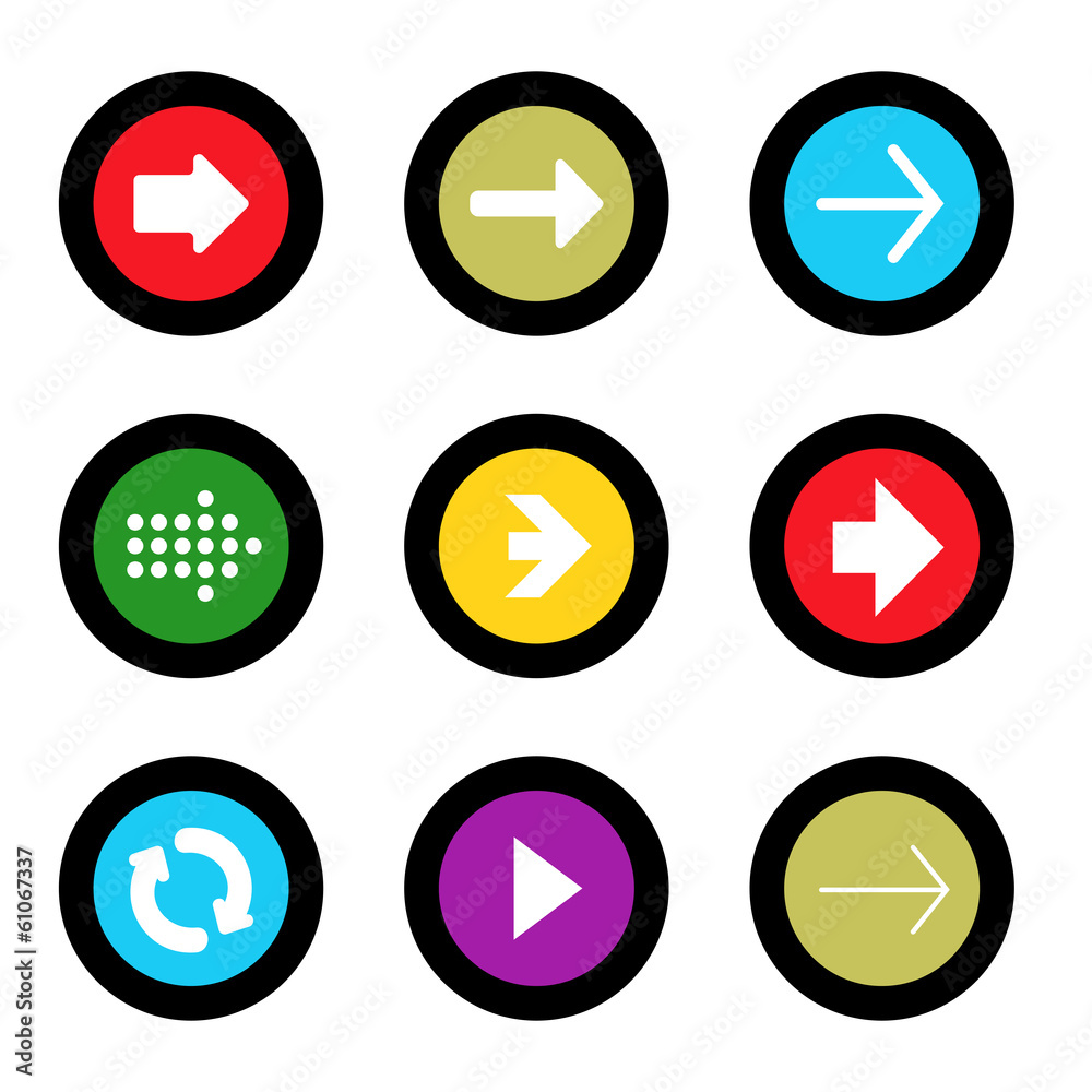 Arrow sign icon set in circle shape internet button Arrow sign icon set in circle shape internet button
