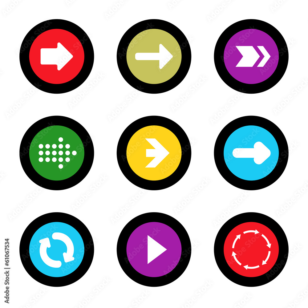 Arrow sign icon set in circle shape internet button Arrow sign icon set in circle shape internet button