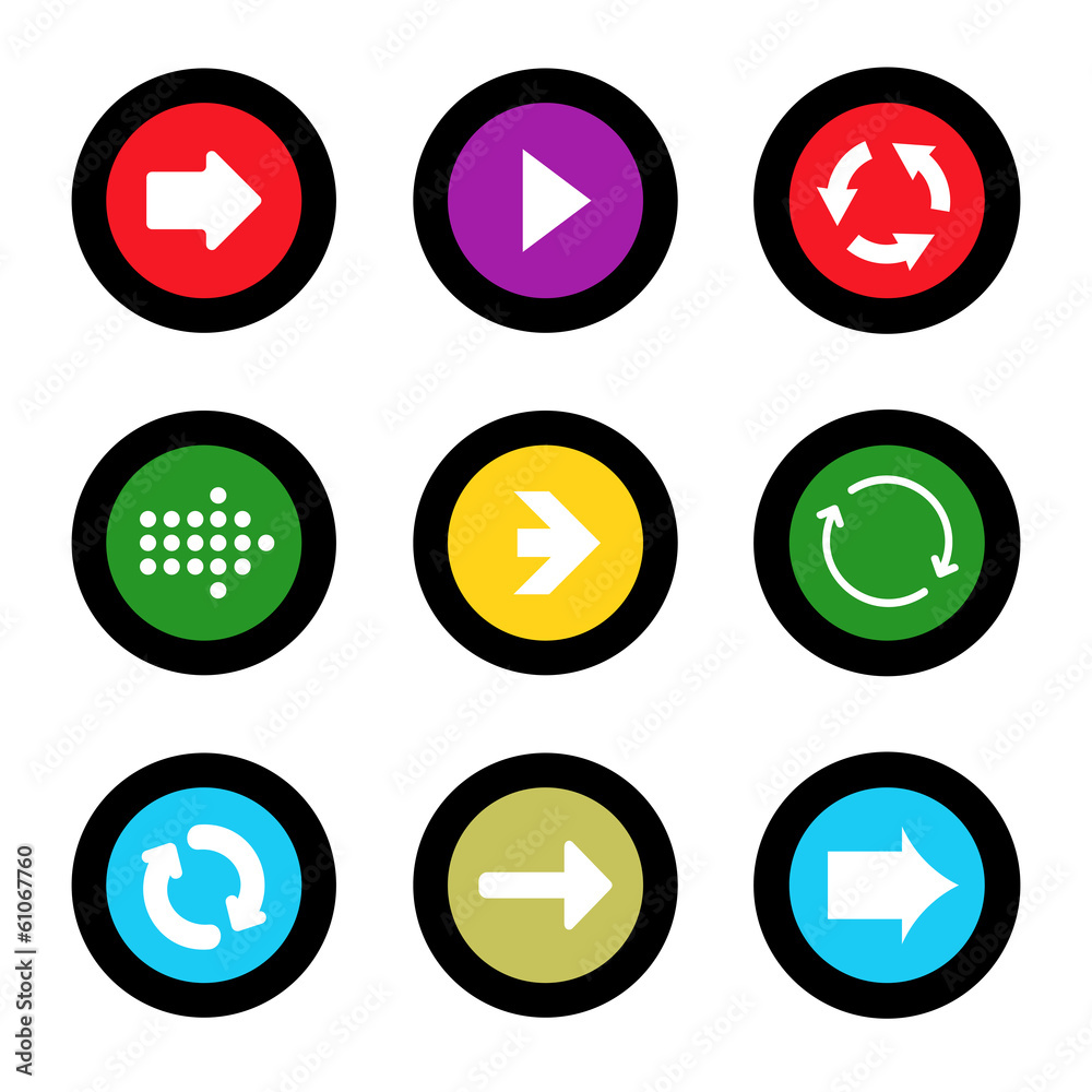 Arrow sign icon set in circle shape internet button Arrow sign icon set in circle shape internet button