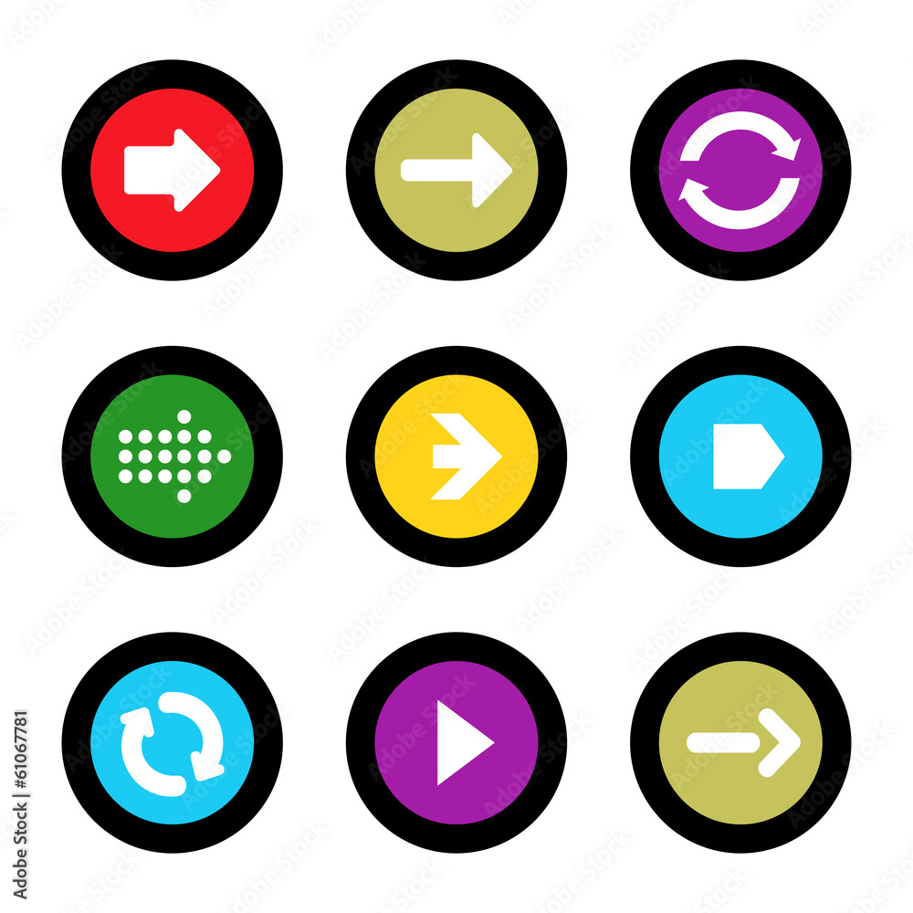 Arrow sign icon set in circle shape internet button Arrow sign icon set in circle shape internet button