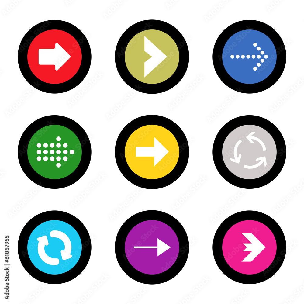 Arrow sign icon set in circle shape internet button Arrow sign icon set in circle shape internet button